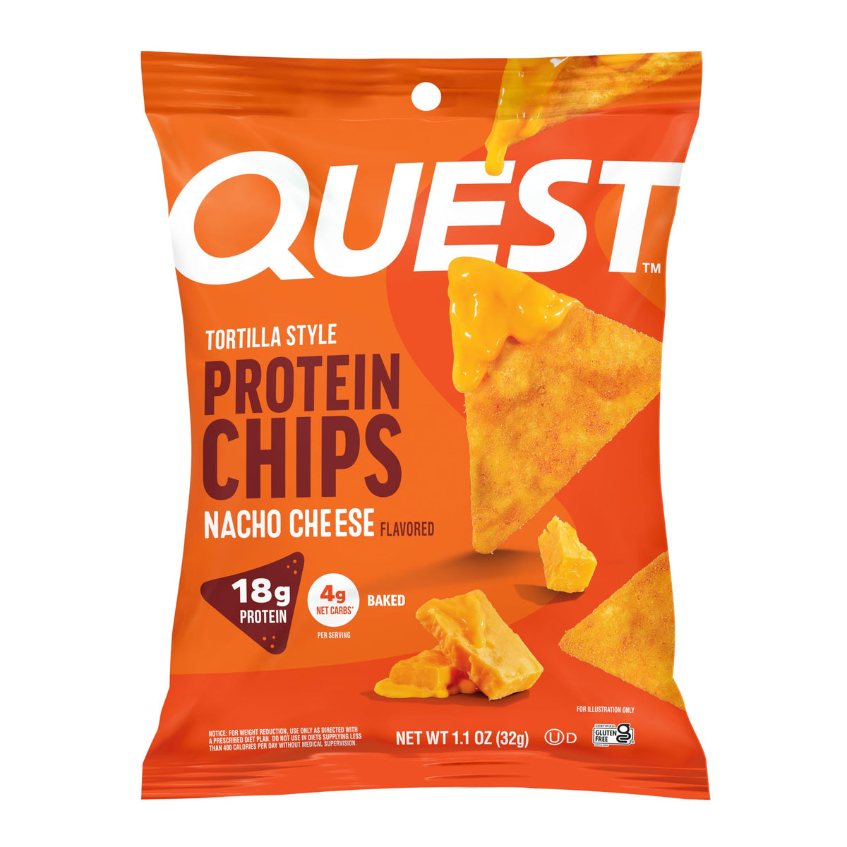 Quest Nacho Cheese Tortilla Style Protein Chips pack, ideal for on the go protein snacking
