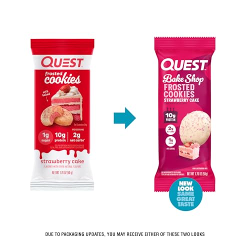 Quest Frosted Cookies twin pack berry glaze closeup highlights strawberry cake flavor