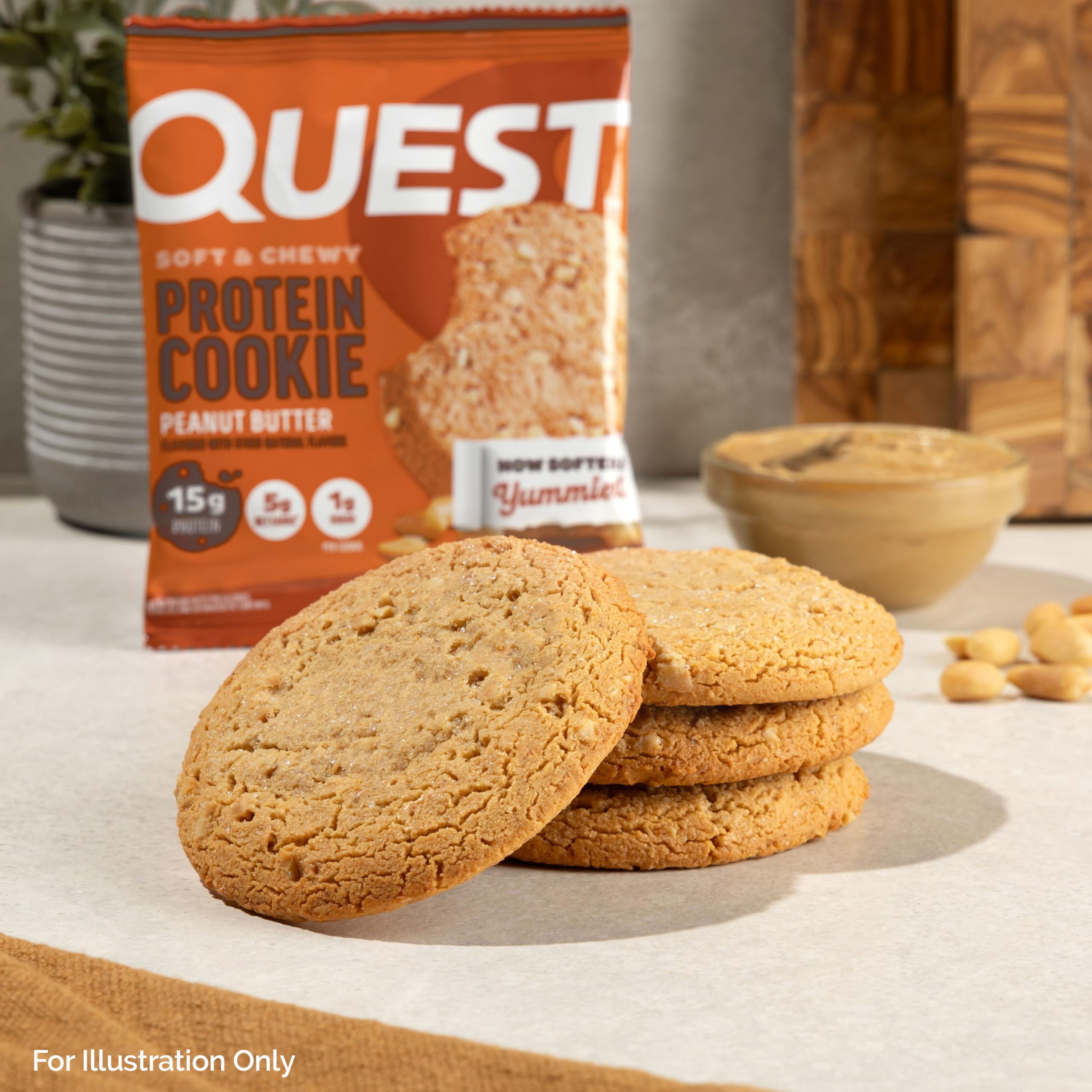 Quest Peanut Butter Protein Cookies nutrition label showing protein per serving.