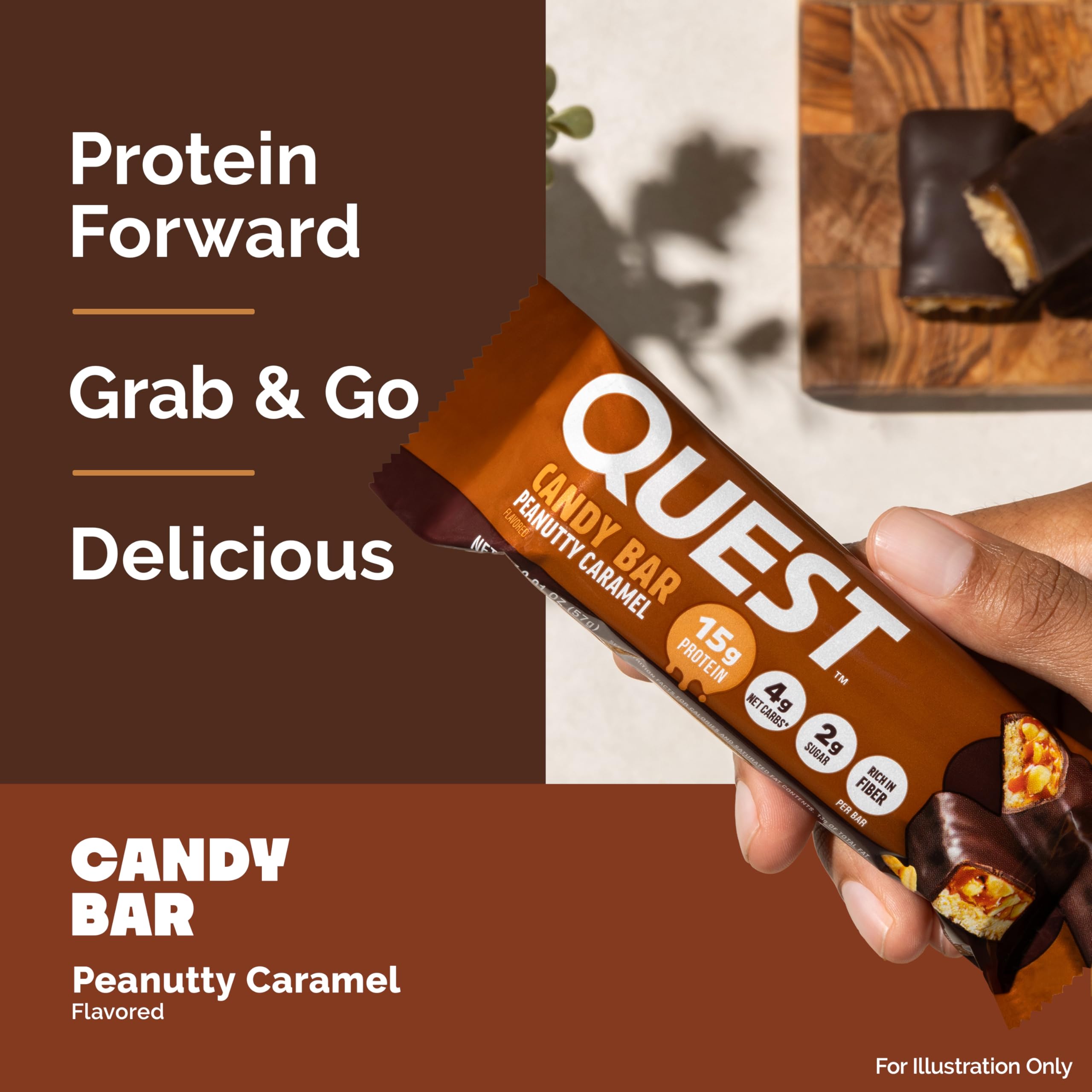 Quest Peanutty Caramel Bar caramel layer reveals indulgent flavor in a gluten-free treat