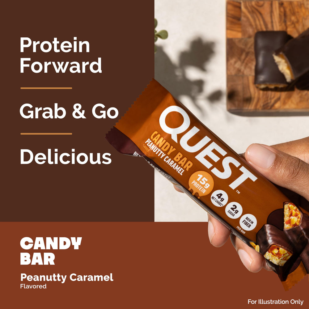 Quest Peanutty Caramel Bar caramel layer reveals indulgent flavor in a gluten-free treat