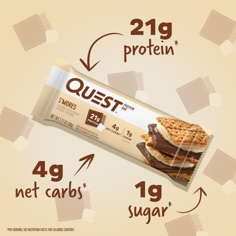 Quest S'mores bar cross-section reveals layered texture.