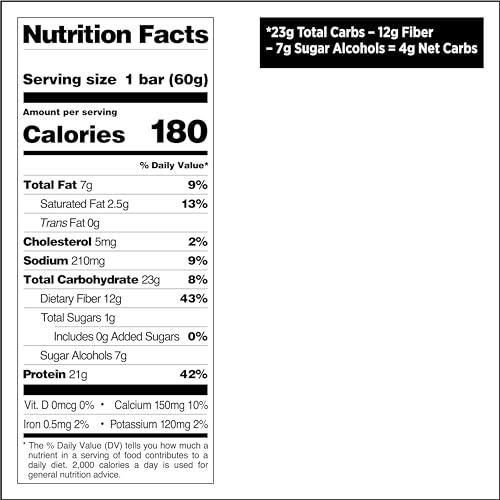 Nutrition panel on Quest S'mores bar highlights 21g protein and fiber.