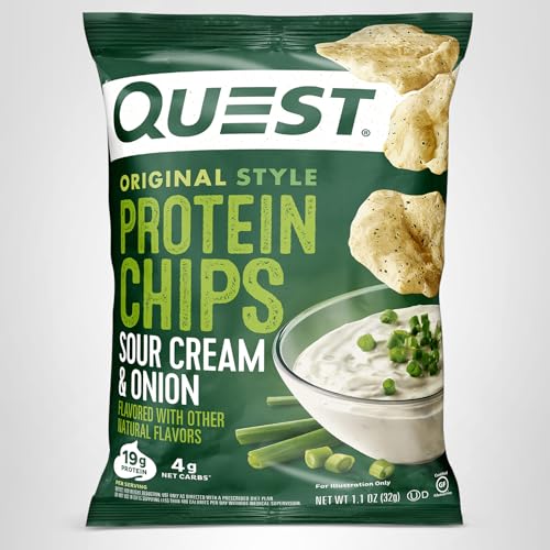 Quest Sour Cream Onion protein chips baked crunch image showcases healthy texture