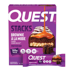 Quest Stacks Brownie a la Mode bar pack, ideal for convenient protein on the go