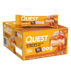 Quest Stacks Salted Caramel bar pack helps fuel busy days with protein.
