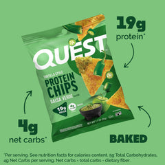 Crispy Quest Salsa Verde chips showcasing satisfying crunch