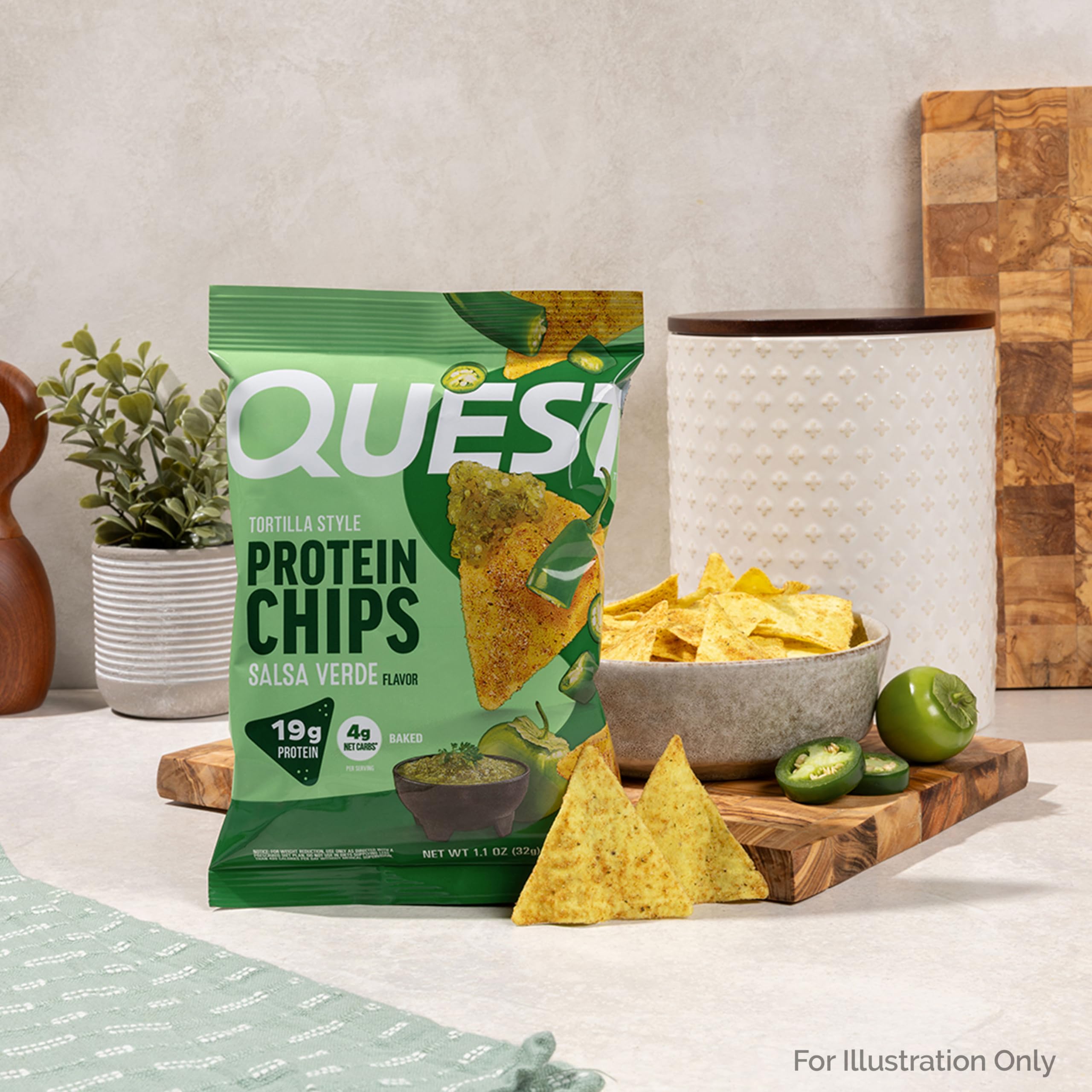 Single serving size of Quest Salsa Verde chips