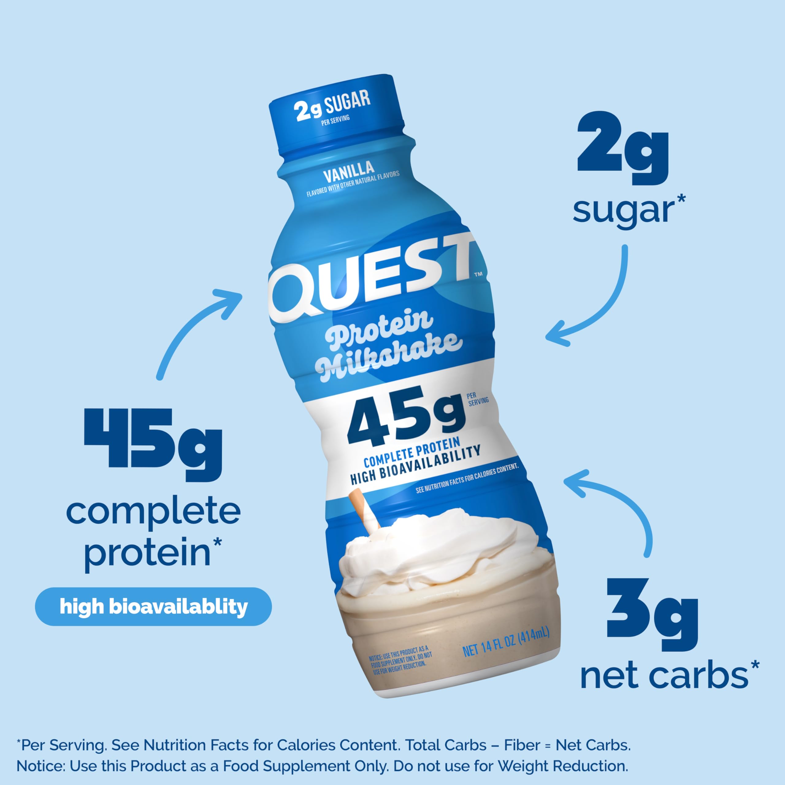 Quest Vanilla Protein Shake creamy vanilla texture, ideal for a convenient on-the-go snack.