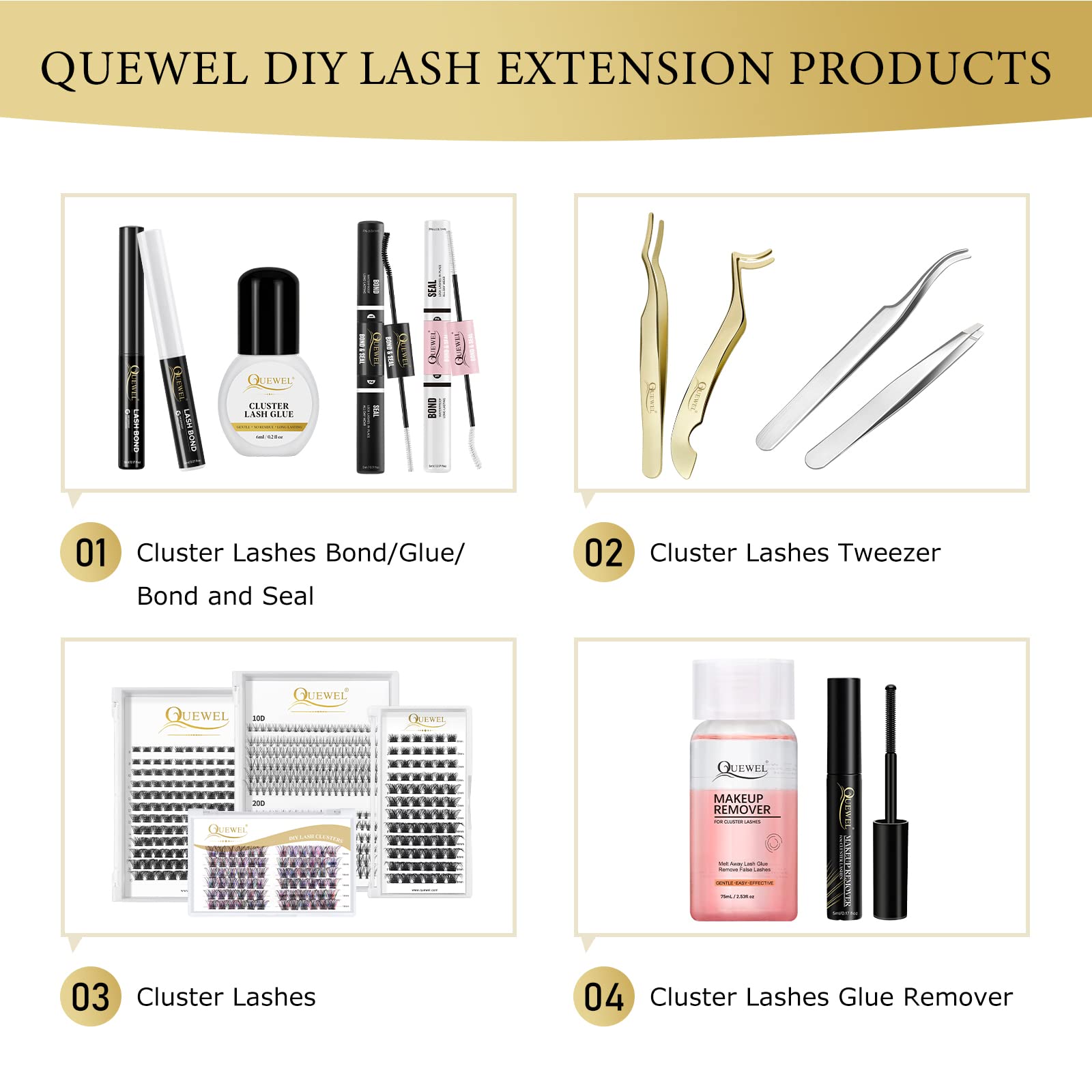 QUEWEL compact lash glue storage supports on-the-go lash projects.
