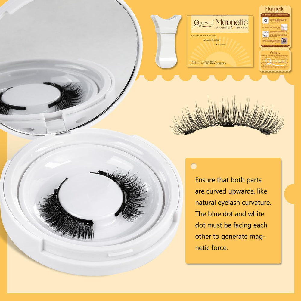 QUEWEL cat-eye look lashes add subtle drama.