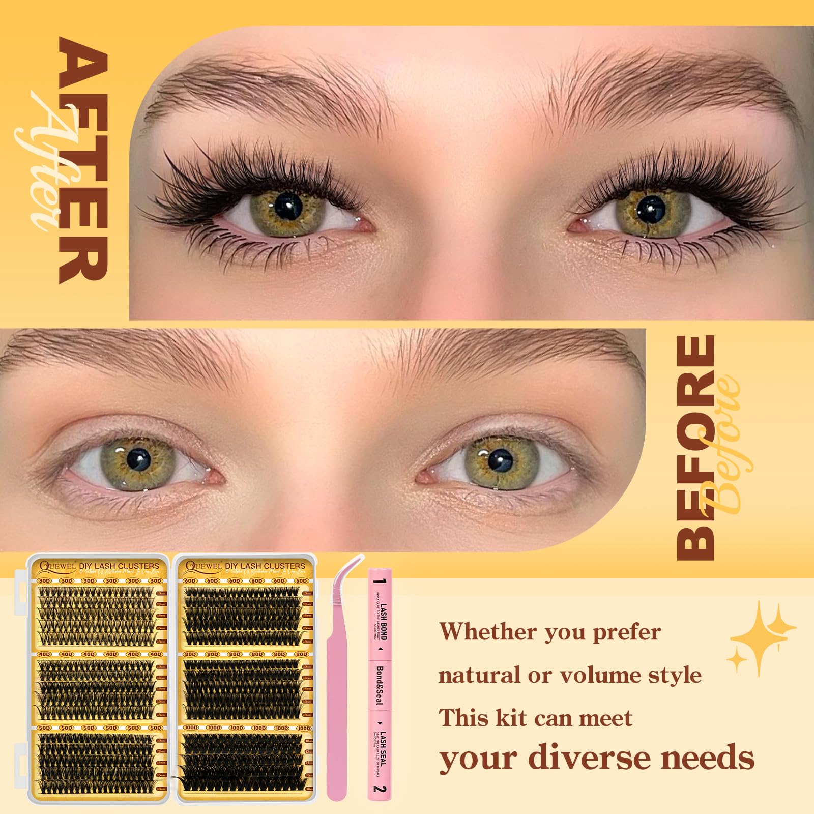 Quewel DIY lash look demo for at-home extension practice.