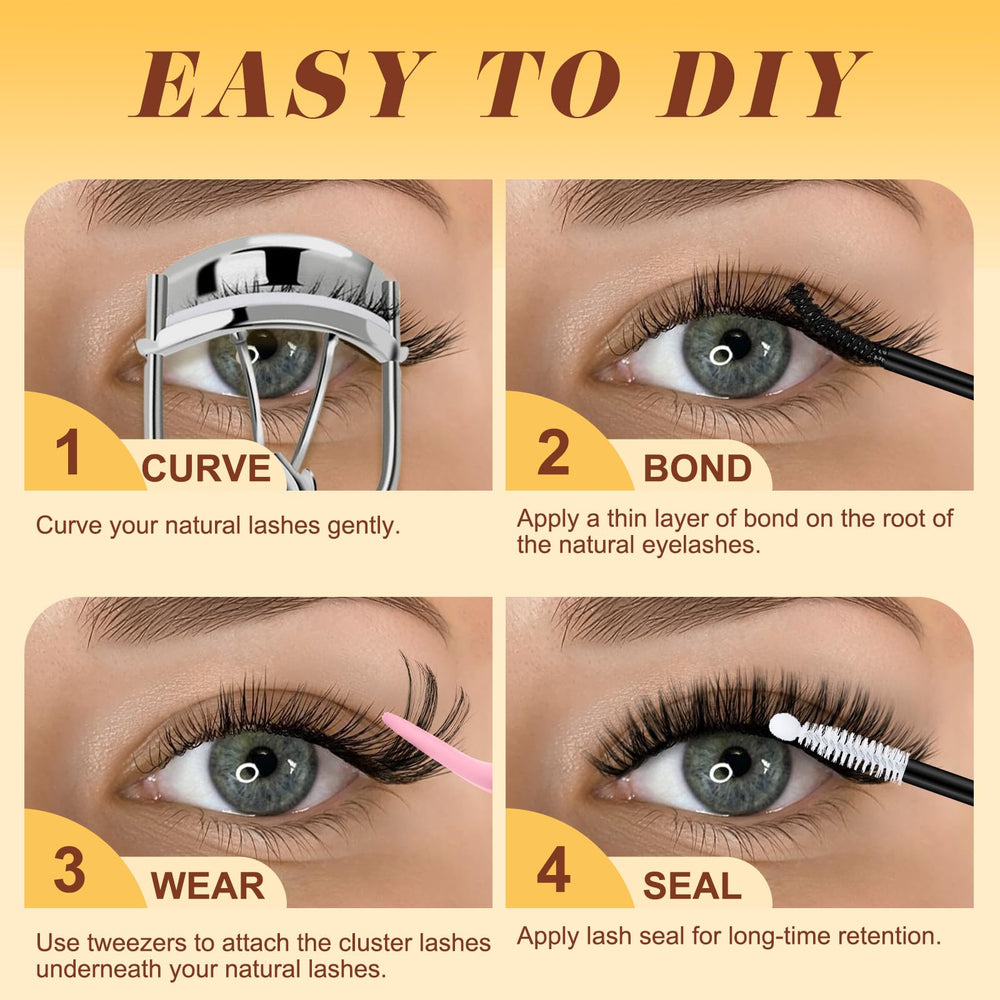 Quewel easy-application clusters for quick beginner-friendly lash installs.