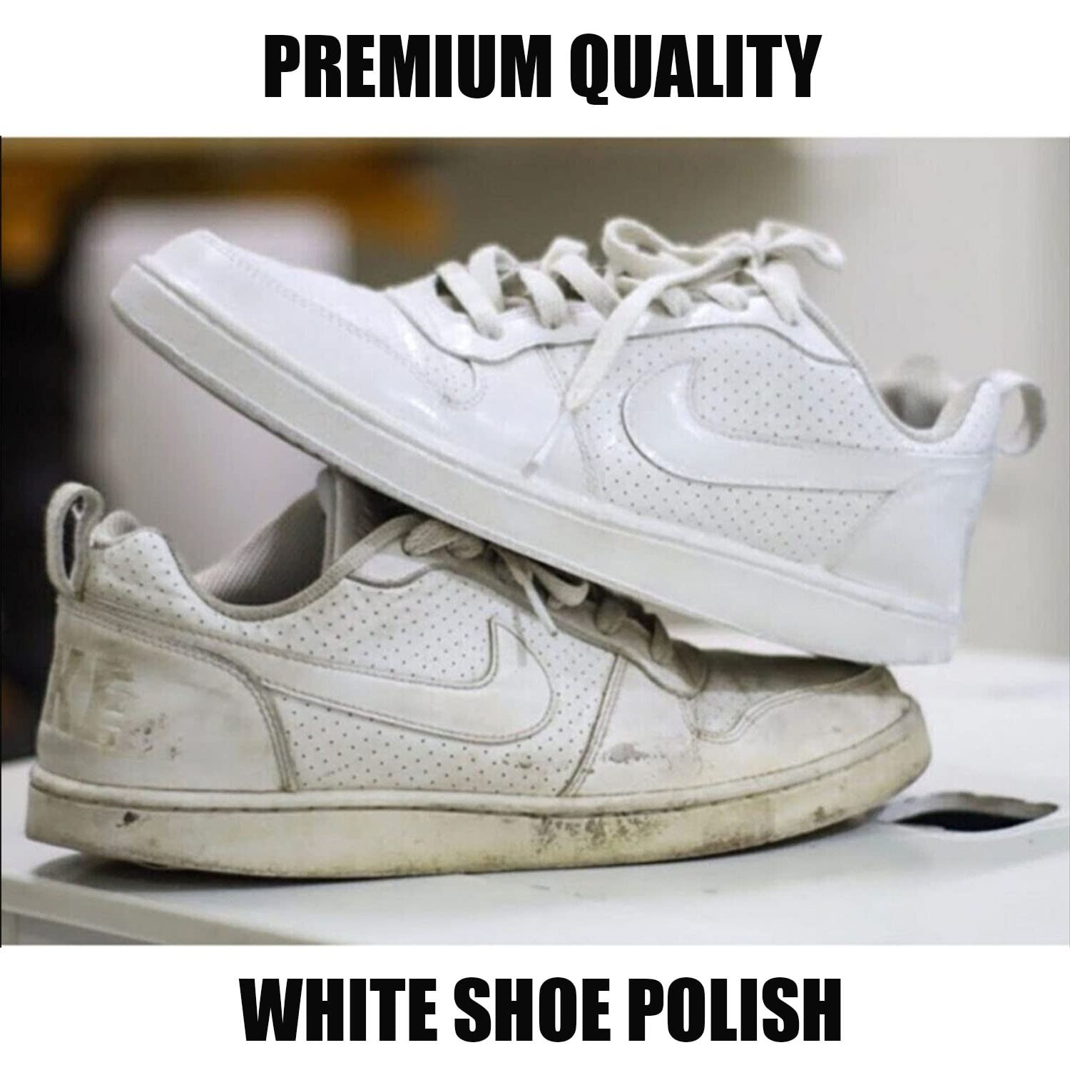 QUFY Max White Shoe Polish for sneakers and textiles provides a durable finish.