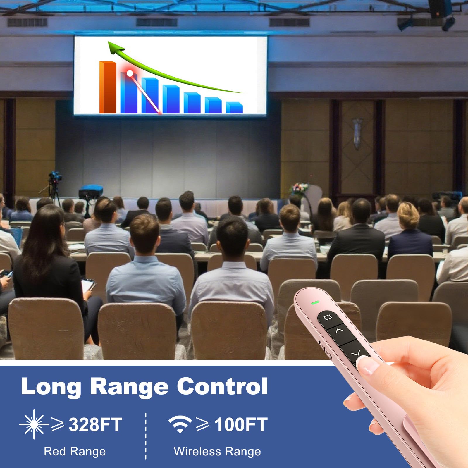 QUI presentation clicker compact clip lets you attach to book or pocket