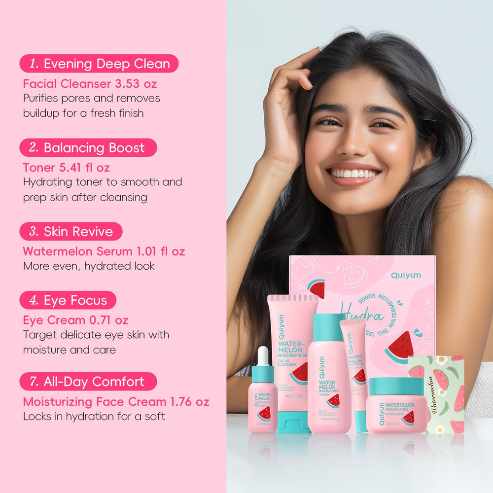 QUIYUM Gift-ready packaging display highlights a five-piece routine.