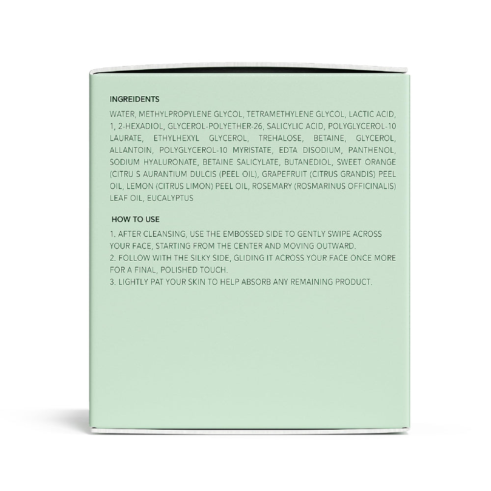 QUIA Beauty Toner Pad bottle close-up highlighting soothing routine
