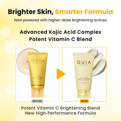 QUIA Turmeric + Kojic jar close-up showing turmeric-rich formula for calm, refreshed skin