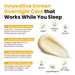 QUIA overnight wrap on face during sleep suggests gentle comfortable stain-free pillow contact