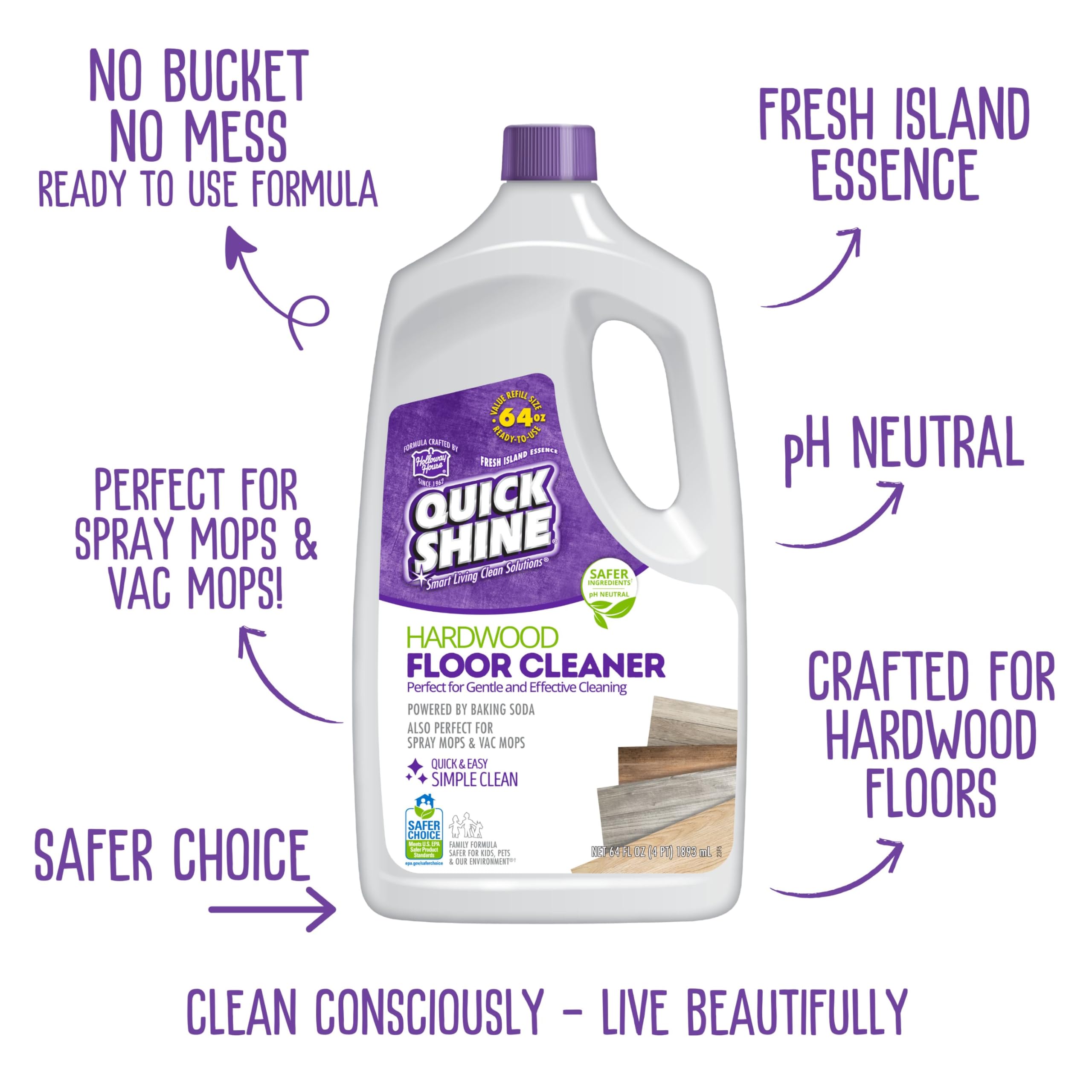 Close-up of Quick Shine label highlighting plant-based formula.