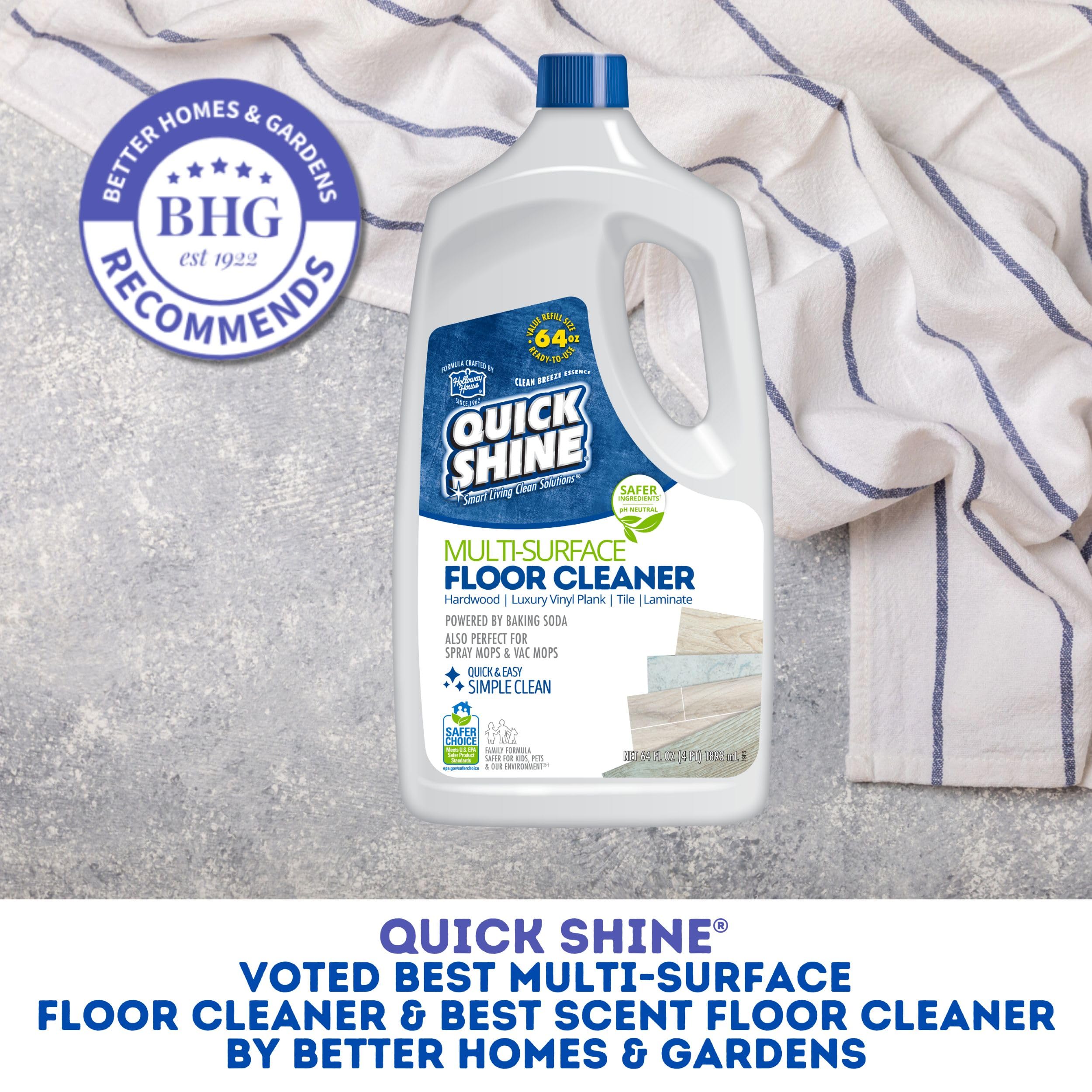 Laminate floor being refreshed with Quick Shine, removing grease and scuffs.