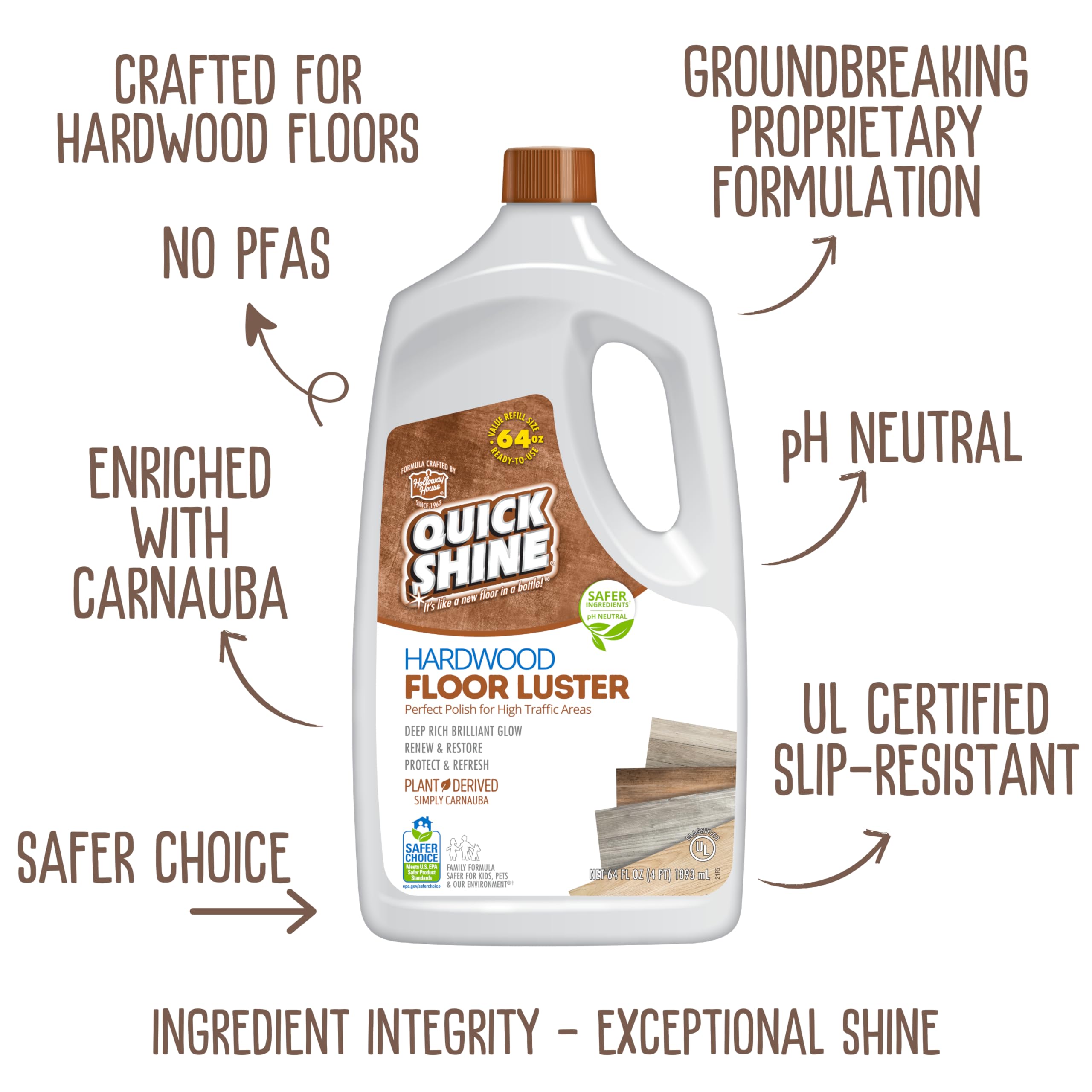 Quick Shine luster application shows renewed depth and natural gloss on wood.