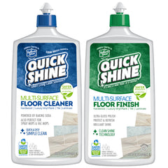 Quick Shine Multi-Surface Cleaner bottles in a 2-pack for versatile floor care.