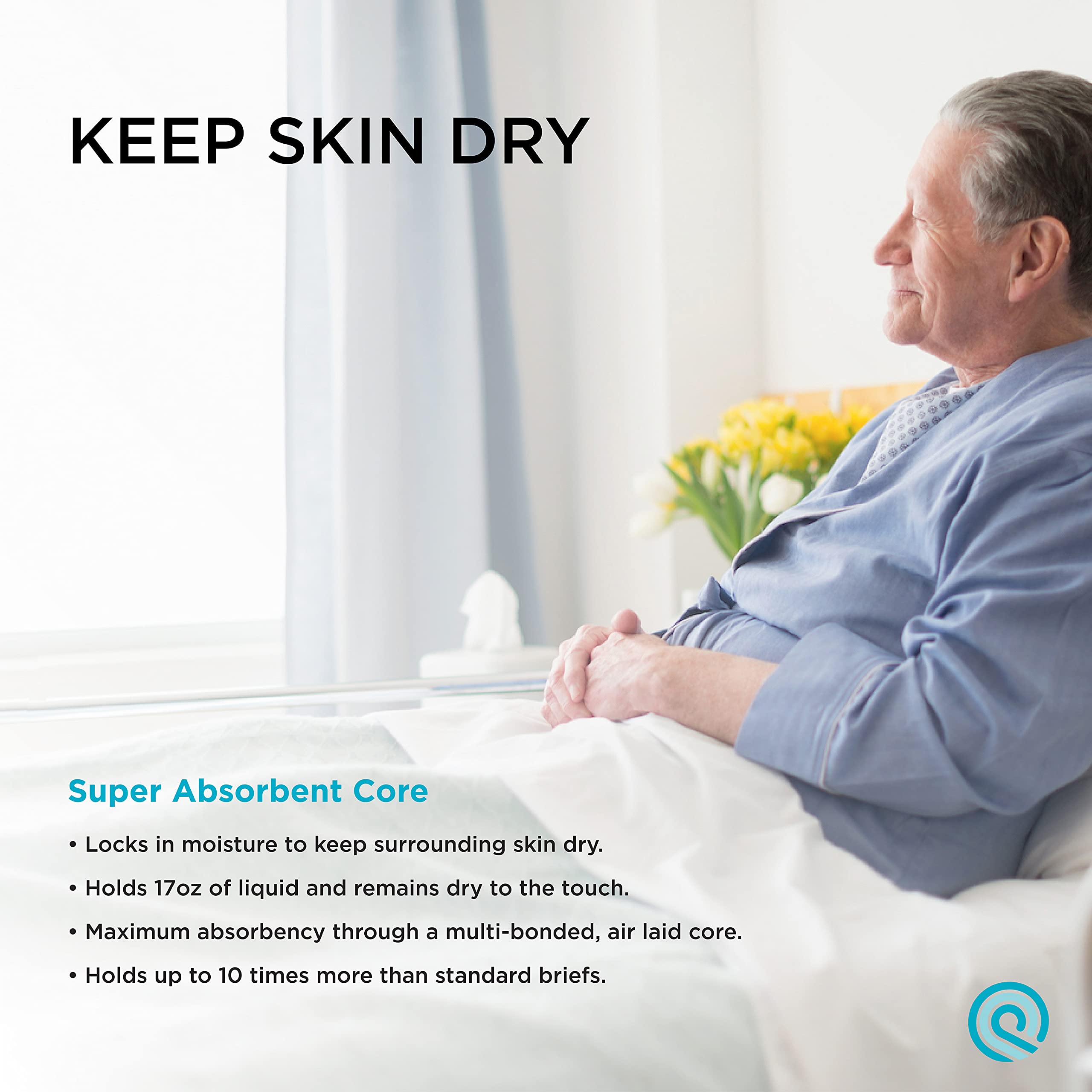 Cross-section of QuickChange wrap absorbent layers for a dry-to-touch feel