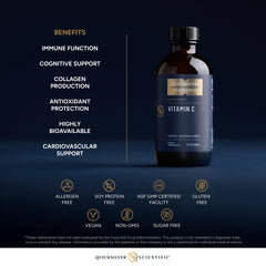 Quicksilver Scientific bottle close-up highlighting vegan non-GMO formulation