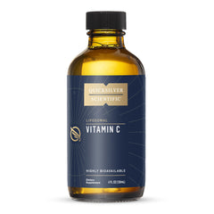 Quicksilver Scientific liposomal vitamin C bottle being poured for rapid absorption