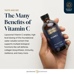 Quicksilver Scientific liposomal C shows clear consistency thanks to small stable vesicles