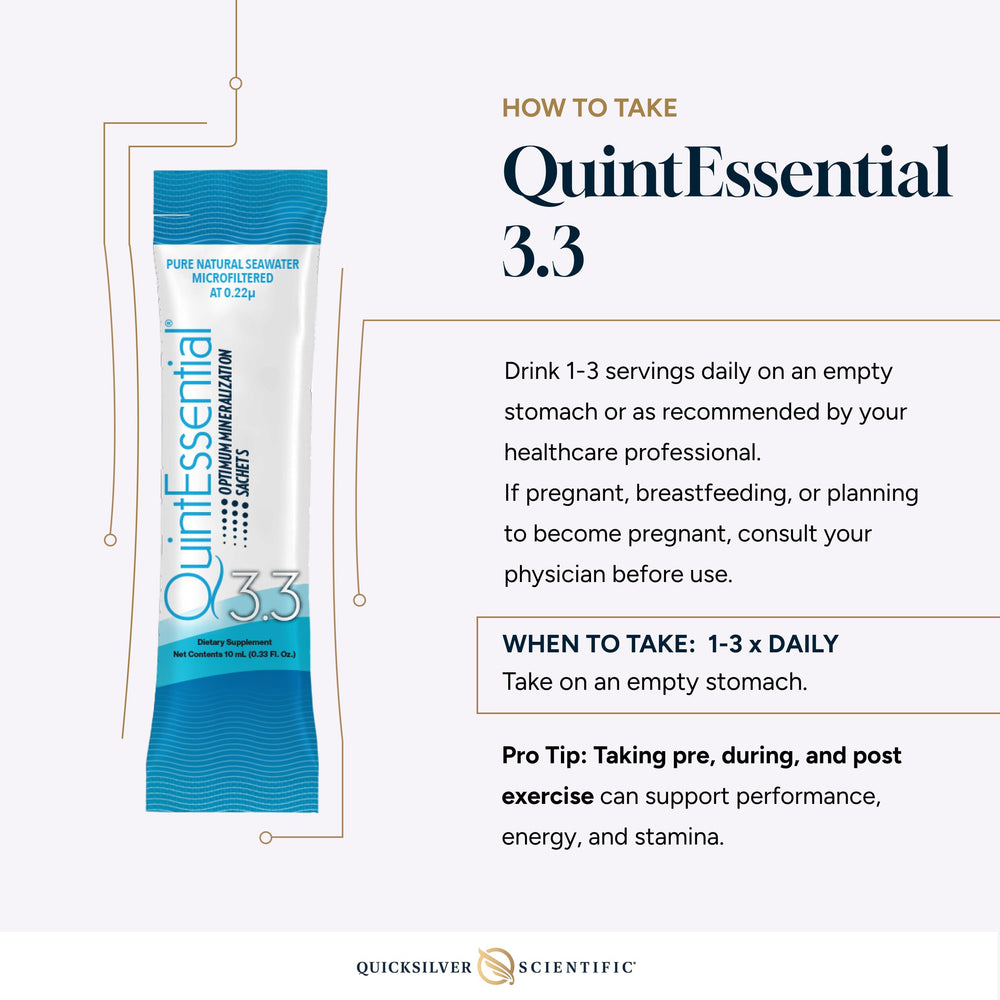 Quicksilver Quintessential 3.3 sachets originate from protected ocean blooms for a pure mineral solution.