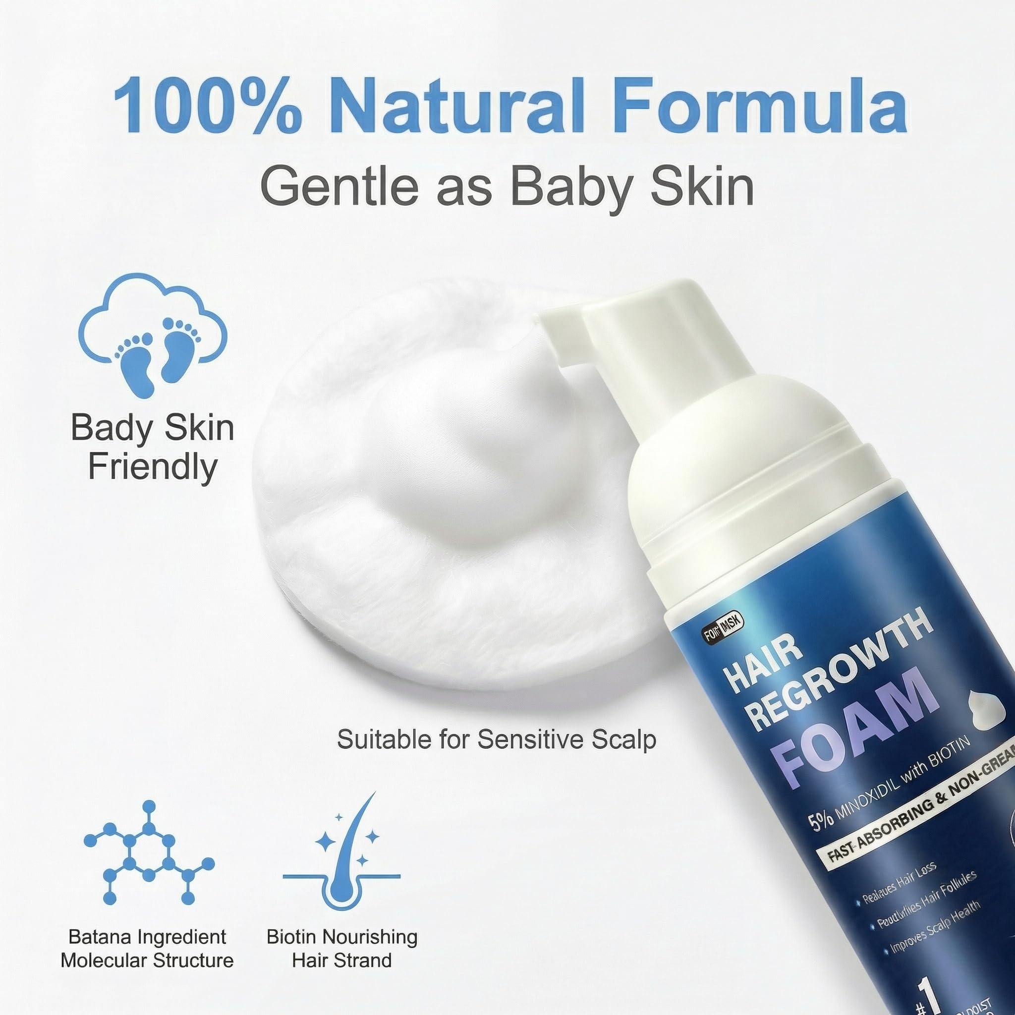 Quilom Minoxidil Foam no-grease formula for a clean scalp