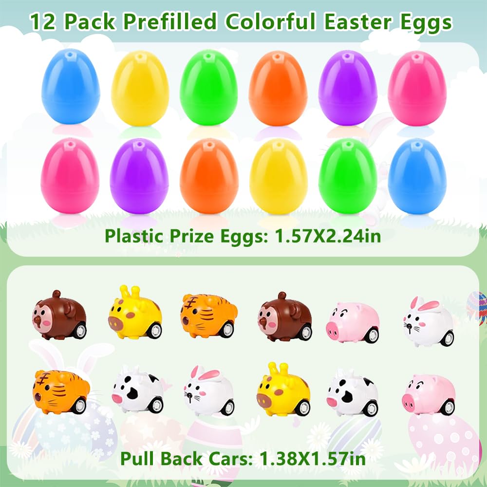 Quimoy prefilled Easter egg with toy car in bright pattern for party favors.
