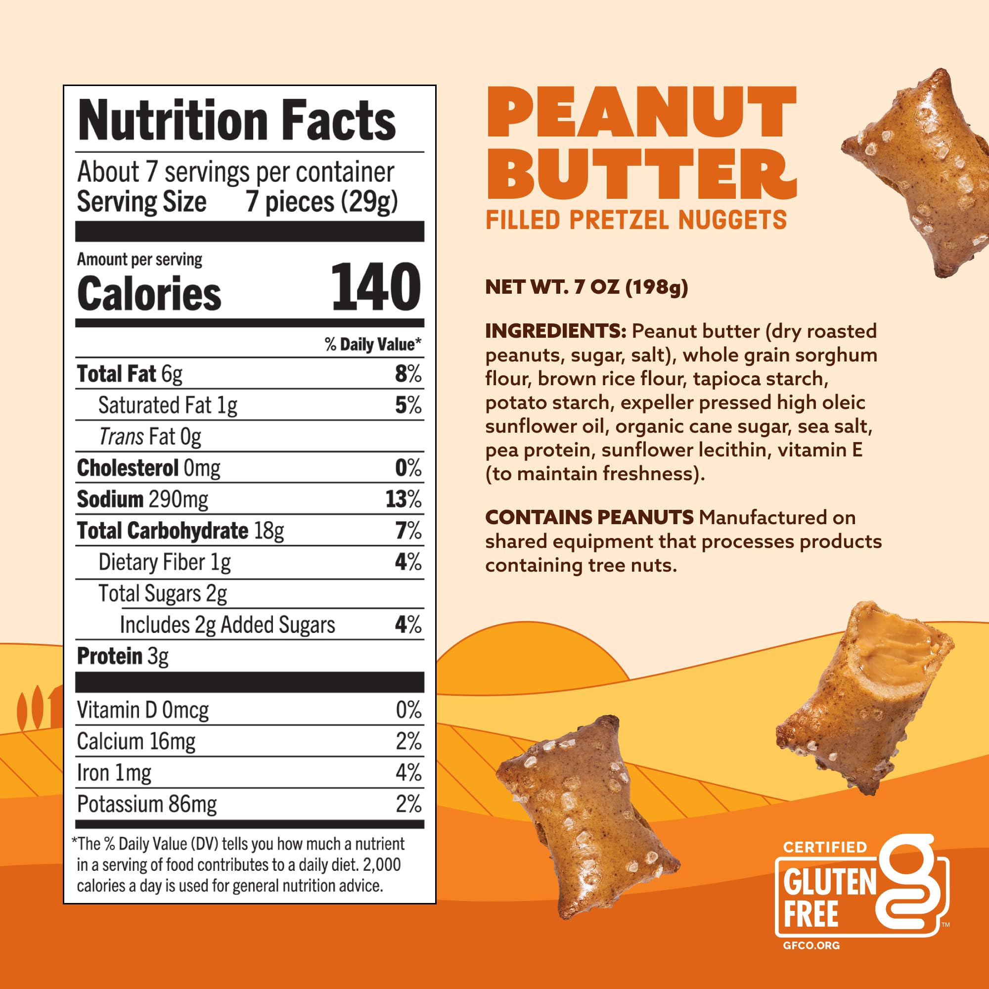 Quinn gluten-free PB-filled pretzels mid-bite showing creamy center.