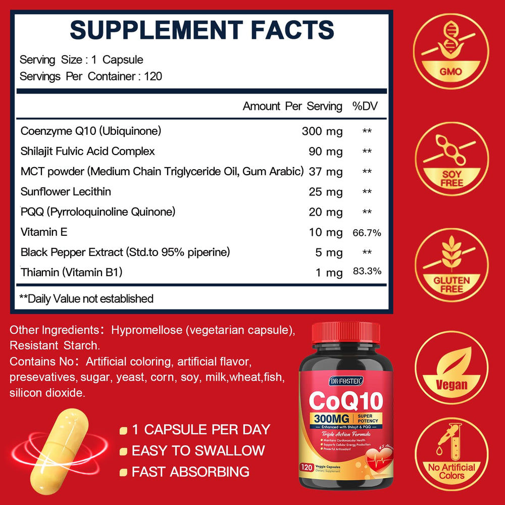 Quinovit CoQ10 capsules closeup highlighting easy daily intake.