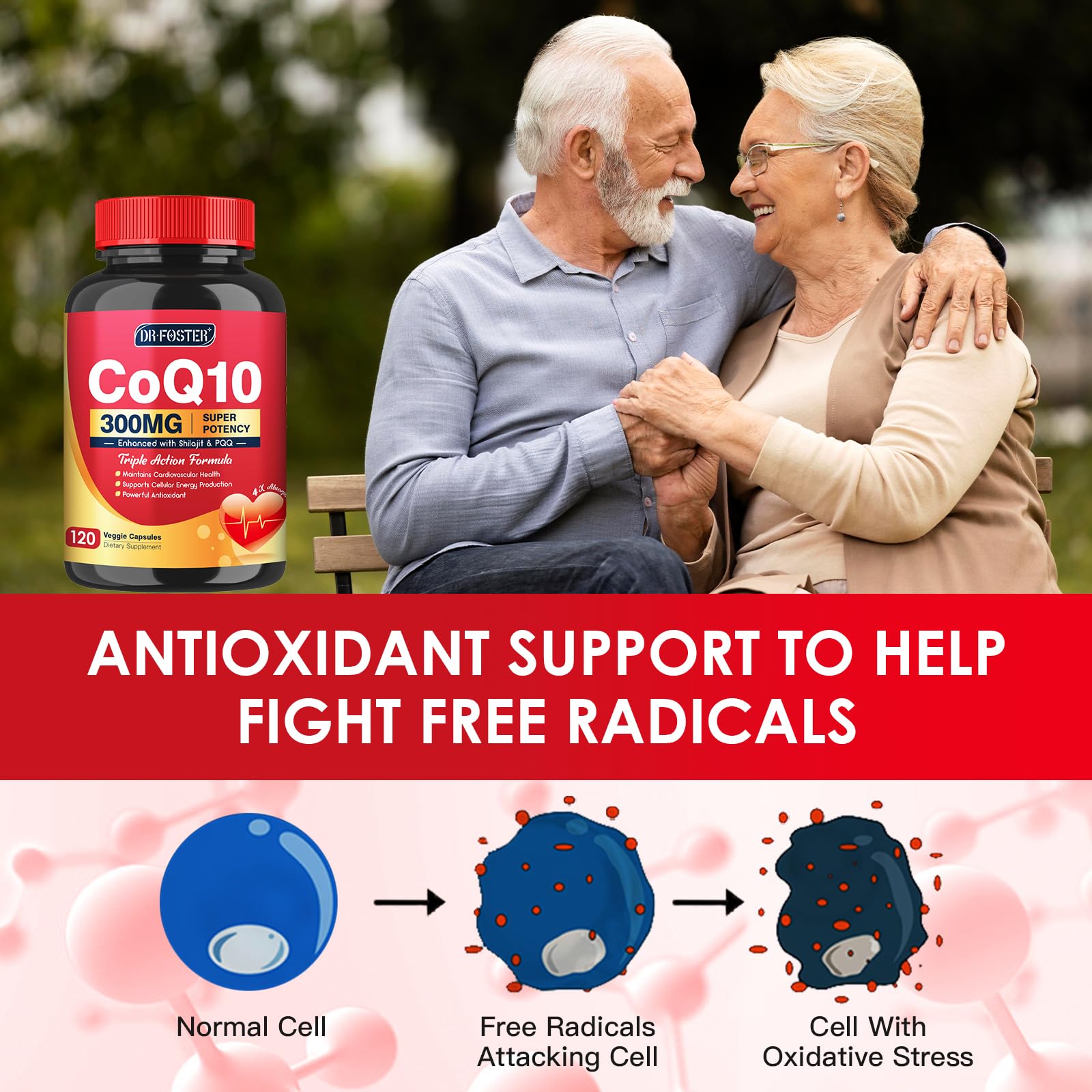 Quinovit CoQ10 usage infographic suggests daily use and benefits.