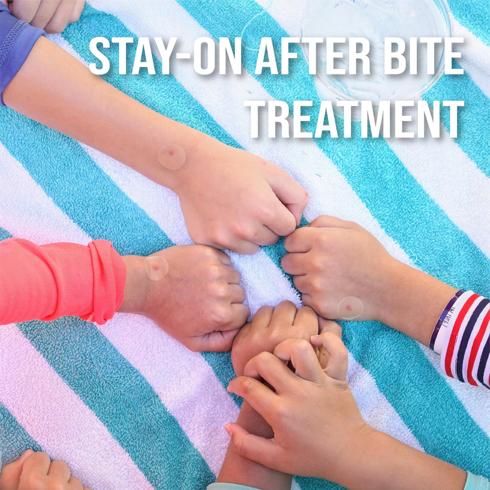 Quitch patch kids on arm demo showing quick comfort without harsh chemicals.