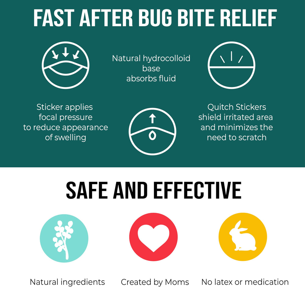 Quitch bug bite patch kids travel case demonstrates portable itch relief.
