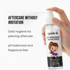 Quitch fragrance-free cleanser atomizer designed for irritation-free daily piercing care.