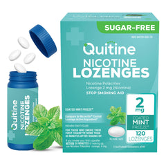 Quitine nicotine lozenge 2mg mint front view aiding discreet craving relief