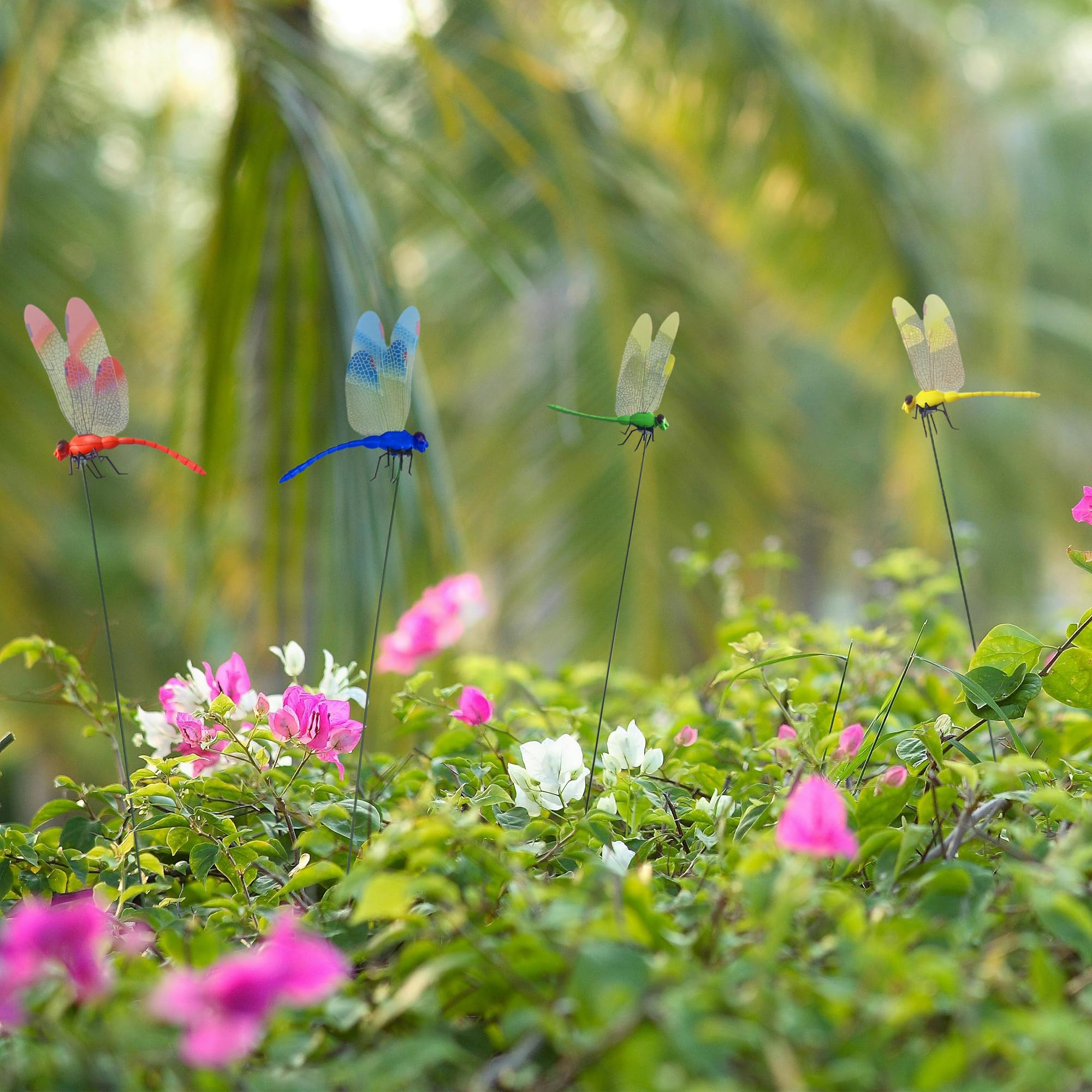 QUJIFETU dragonfly clip set showcasing four bright colors for decor