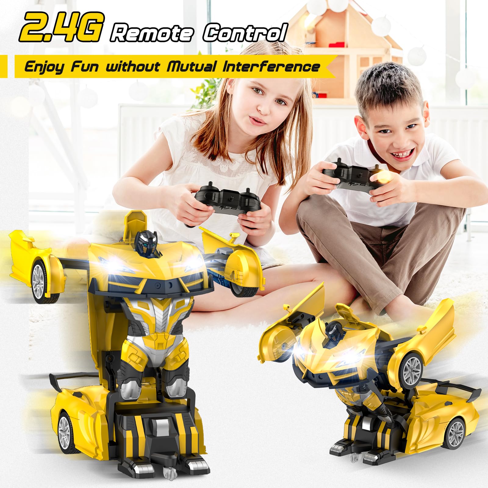 Qumcou Transform RC Car in race mode during high-speed pretend play.