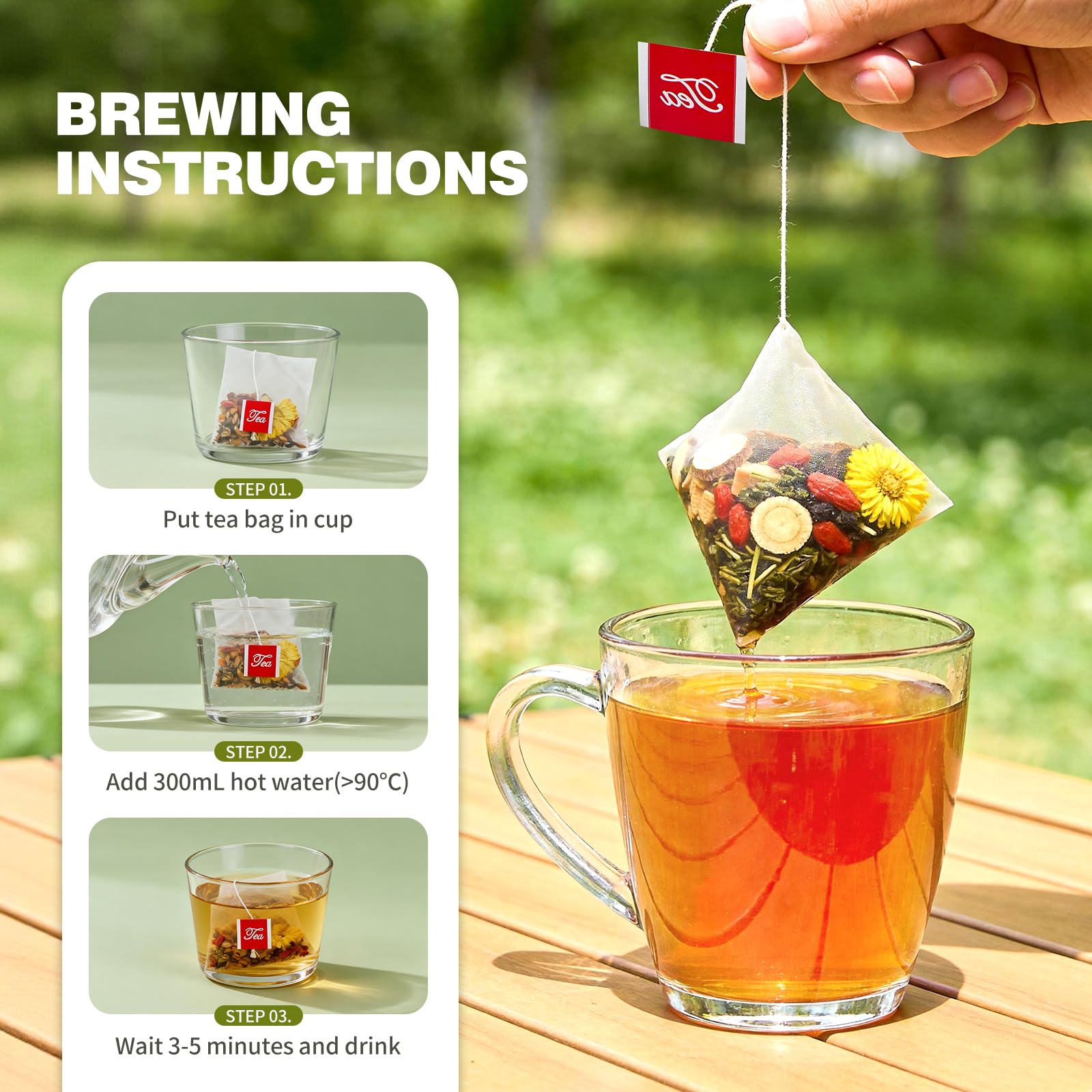 QUMIOBU Steaming tea cup ready to savor a balanced moment