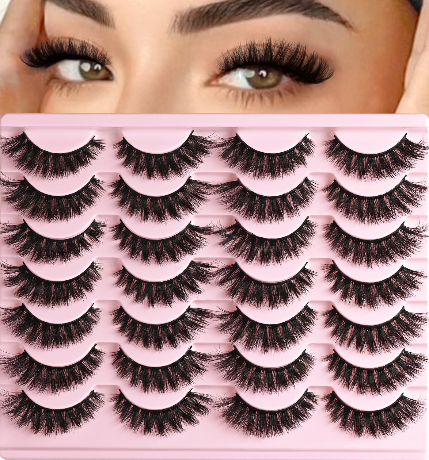 QUNETY lashes wispy cat eye strip 6-13mm with natural lift for everyday elegance