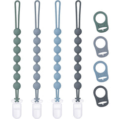 Qunland blue pacifier clips show secure silicone ring for MAM Button pacifiers