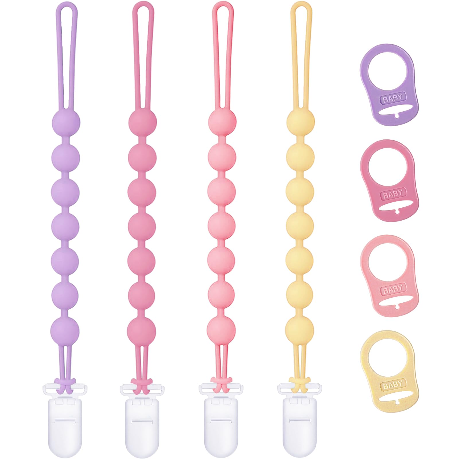 Qunland pacifier clip with MAM ring securely attaches a dummy to prevent loss