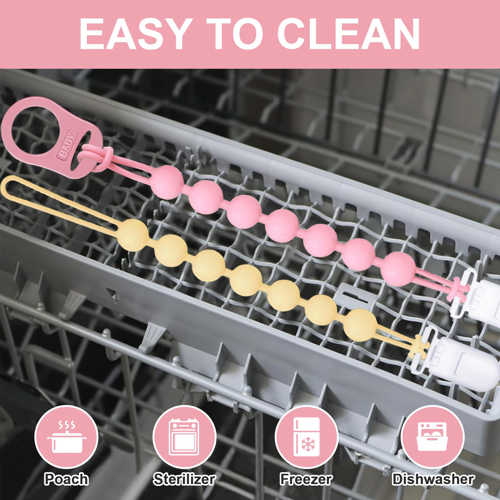 Qunland pacifier clip is widely compatible with button-style and other dummies