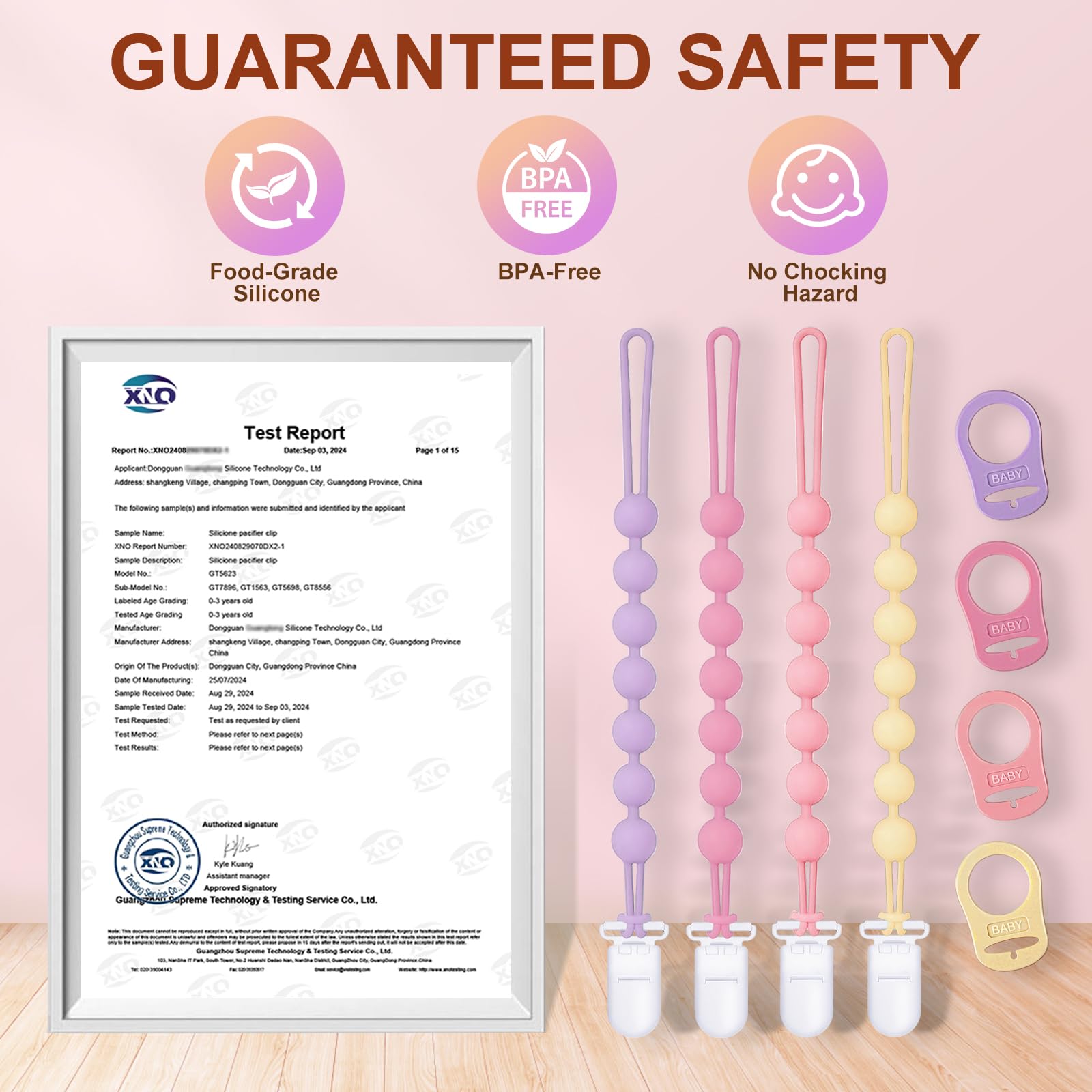 Qunland silicone pacifier clip with soft texture helps soothe baby's gums