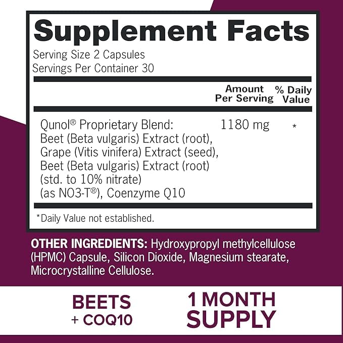 Qunol CoQ10 product image shows antioxidant support inside a bottle.
